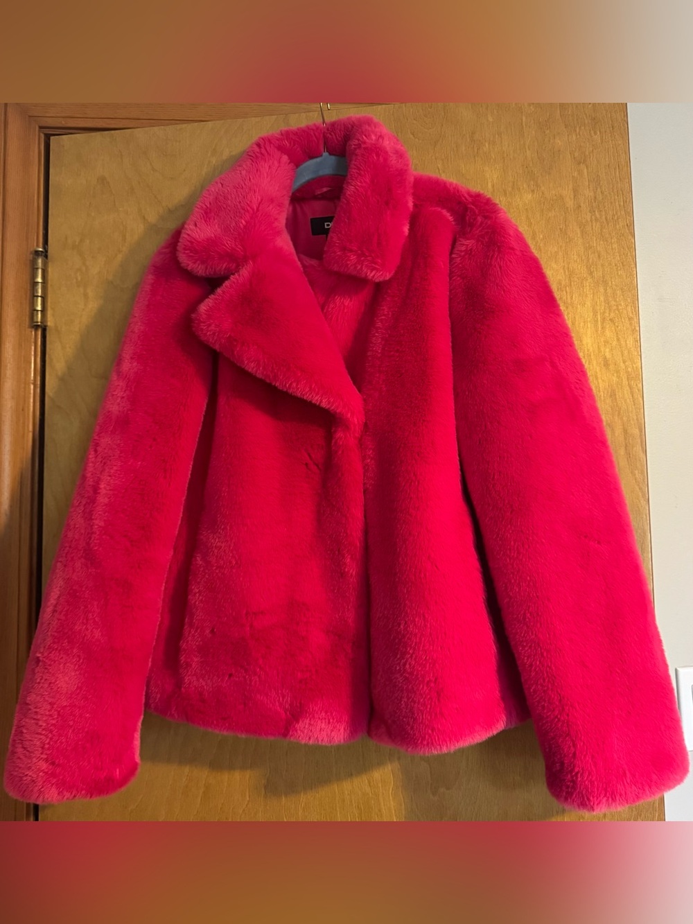 DKNY Plush Hot Pink Faux Fur Jacket size S